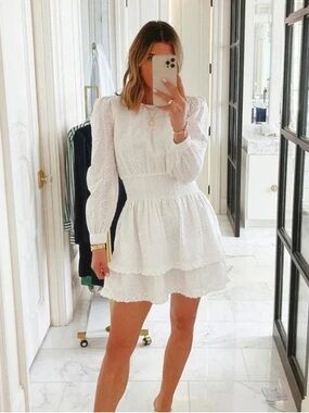 Splendid White Eyelet Smocked Waist Mini Dress